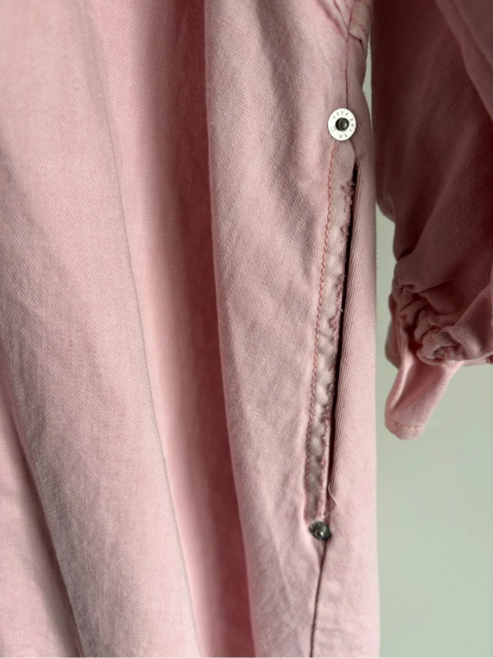Free People We The Free Hannah Denim Mini Dress Pink Rare XL - Picture 5 of 9